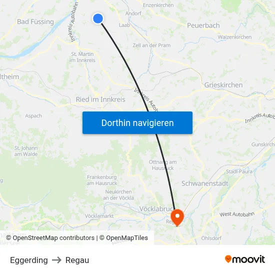 Eggerding to Regau map