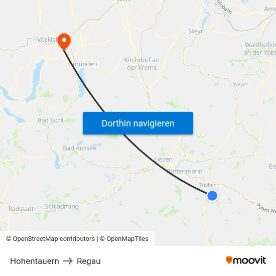 Hohentauern to Regau map