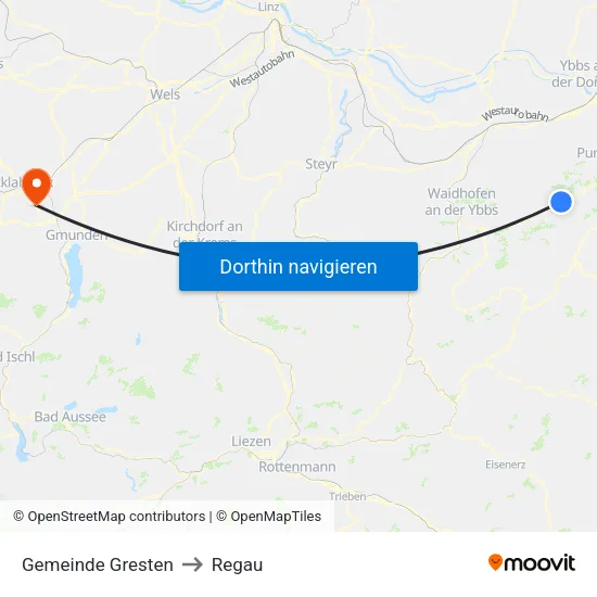 Gemeinde Gresten to Regau map