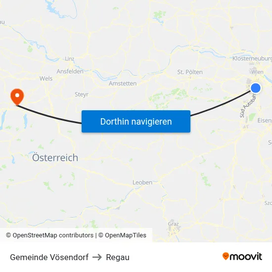 Gemeinde Vösendorf to Regau map