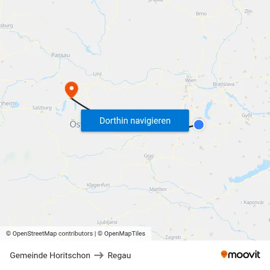 Gemeinde Horitschon to Regau map