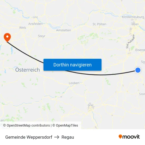 Gemeinde Weppersdorf to Regau map