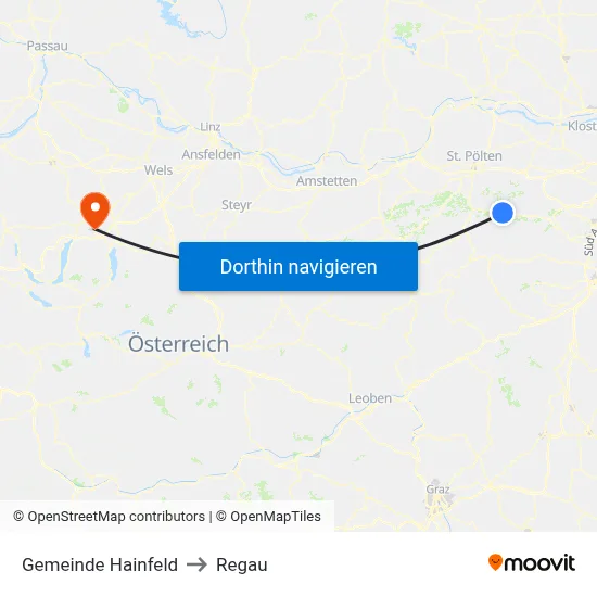Gemeinde Hainfeld to Regau map