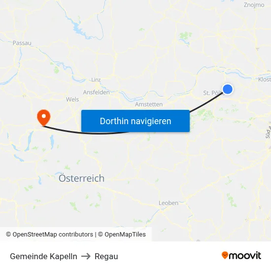 Gemeinde Kapelln to Regau map