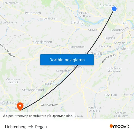 Lichtenberg to Regau map