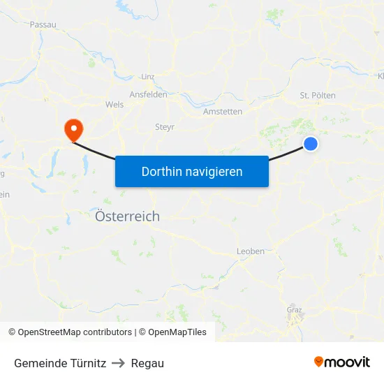 Gemeinde Türnitz to Regau map