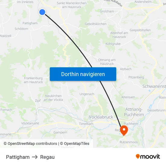 Pattigham to Regau map