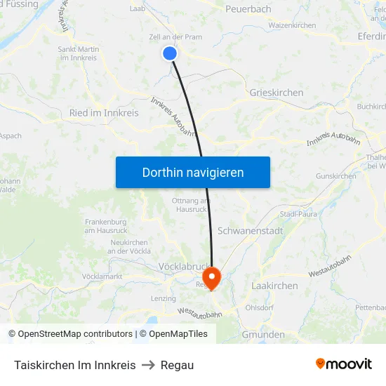 Taiskirchen Im Innkreis to Regau map