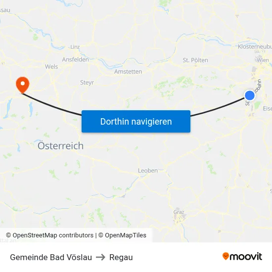 Gemeinde Bad Vöslau to Regau map