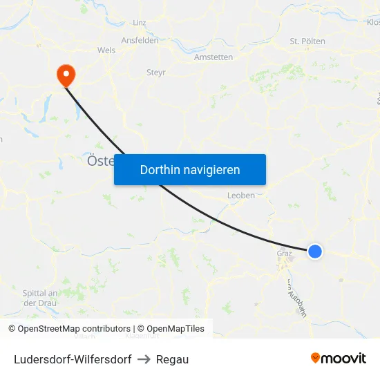 Ludersdorf-Wilfersdorf to Regau map