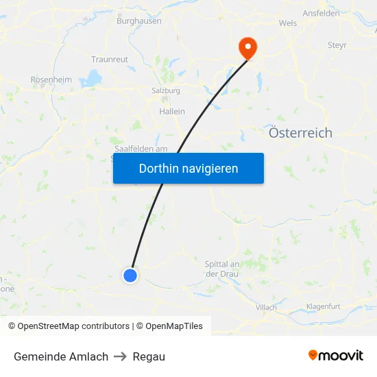 Gemeinde Amlach to Regau map