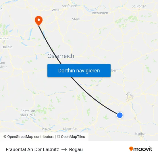 Frauental An Der Laßnitz to Regau map