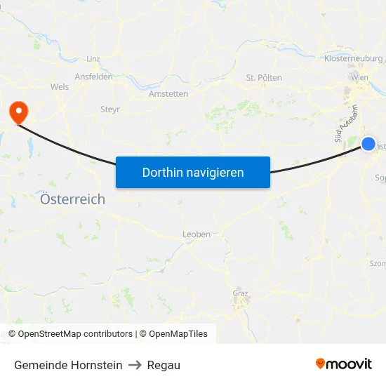 Gemeinde Hornstein to Regau map