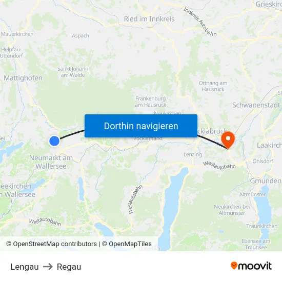 Lengau to Regau map