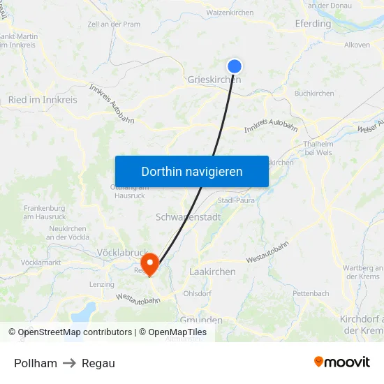 Pollham to Regau map