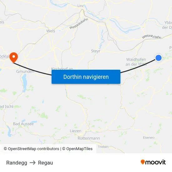 Randegg to Regau map