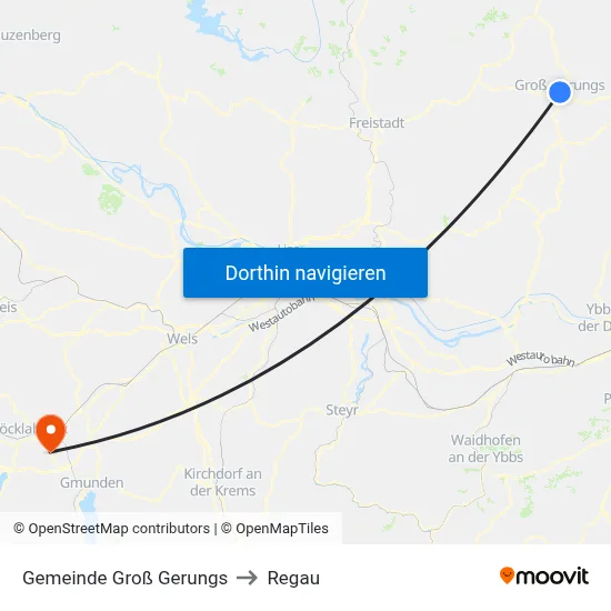 Gemeinde Groß Gerungs to Regau map