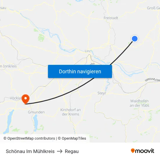 Schönau Im Mühlkreis to Regau map