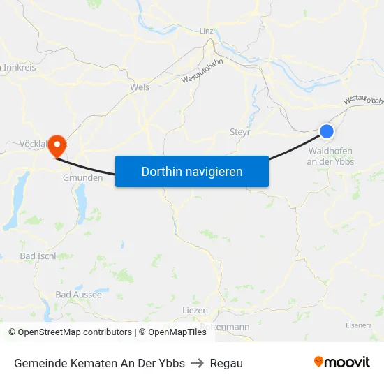 Gemeinde Kematen An Der Ybbs to Regau map