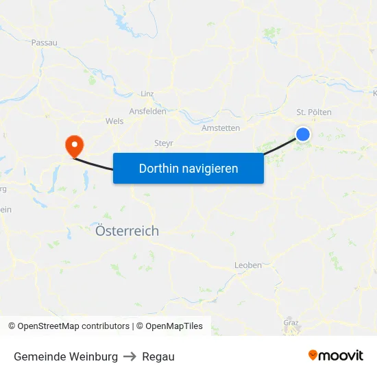 Gemeinde Weinburg to Regau map