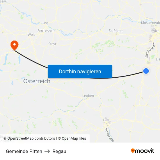 Gemeinde Pitten to Regau map
