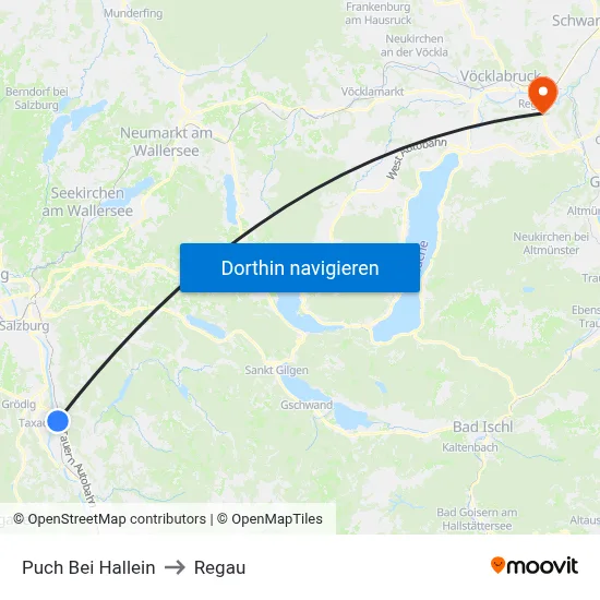 Puch Bei Hallein to Regau map