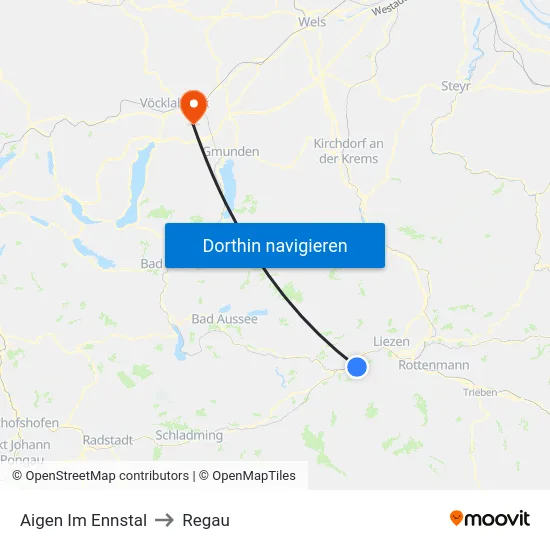 Aigen Im Ennstal to Regau map