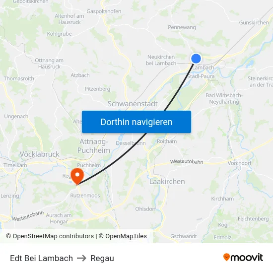 Edt Bei Lambach to Regau map