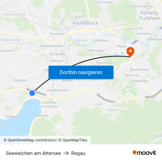 Seewalchen am Attersee to Regau map