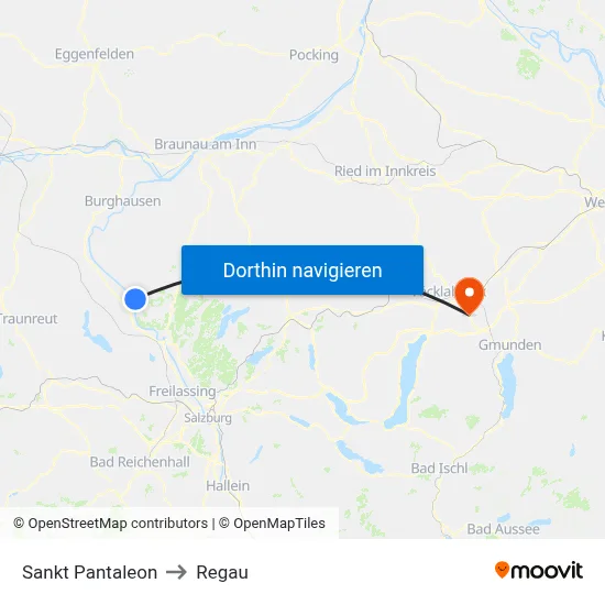 Sankt Pantaleon to Regau map