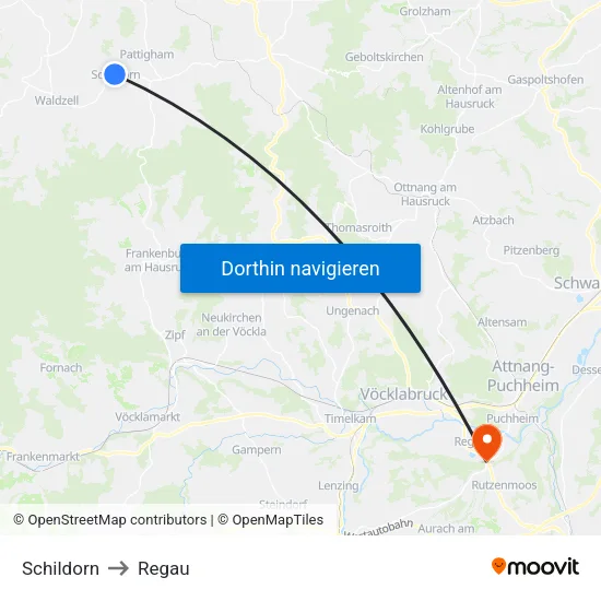 Schildorn to Regau map