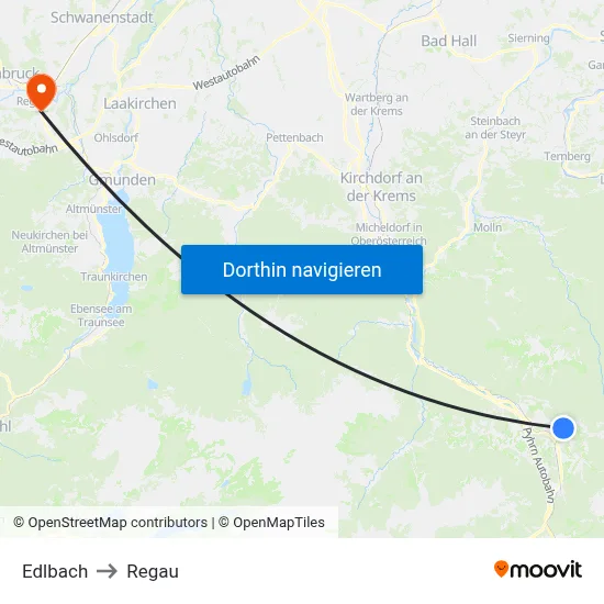 Edlbach to Regau map