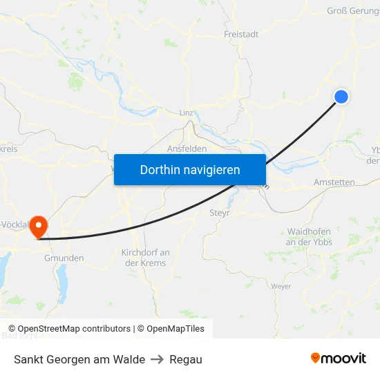 Sankt Georgen am Walde to Regau map