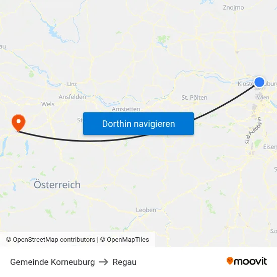 Gemeinde Korneuburg to Regau map