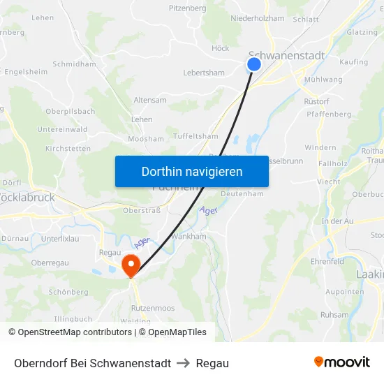 Oberndorf Bei Schwanenstadt to Regau map