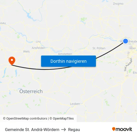 Gemeinde St. Andrä-Wördern to Regau map