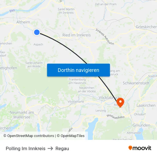Polling Im Innkreis to Regau map