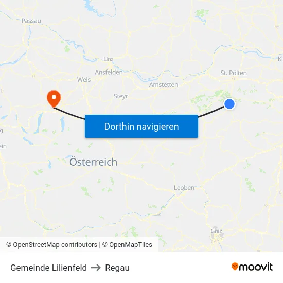 Gemeinde Lilienfeld to Regau map