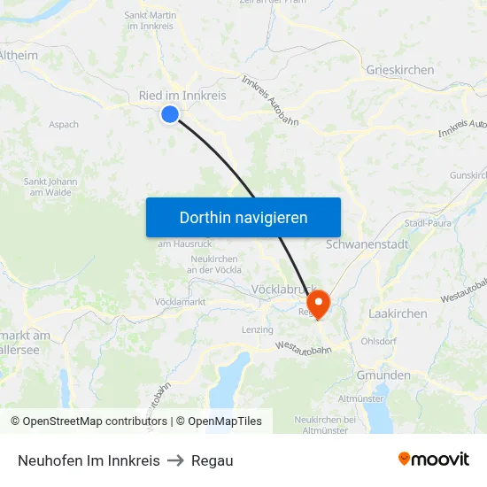 Neuhofen Im Innkreis to Regau map