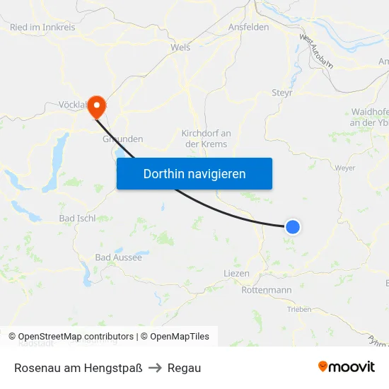 Rosenau am Hengstpaß to Regau map