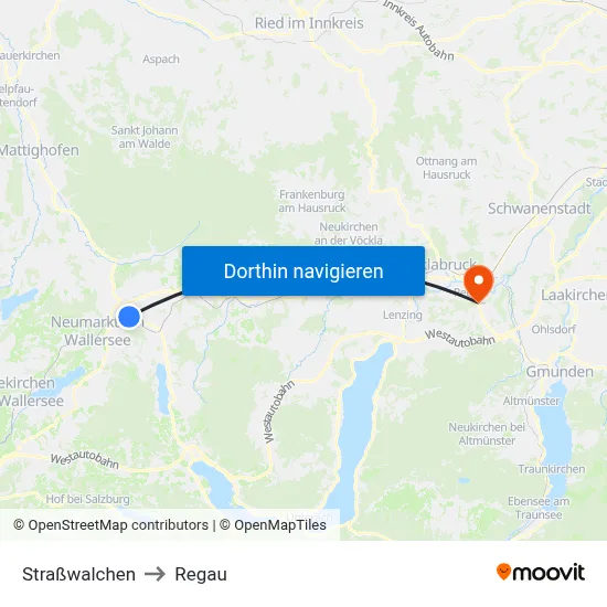 Straßwalchen to Regau map