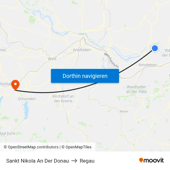 Sankt Nikola An Der Donau to Regau map