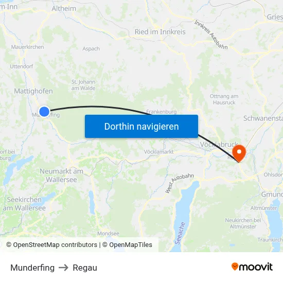 Munderfing to Regau map