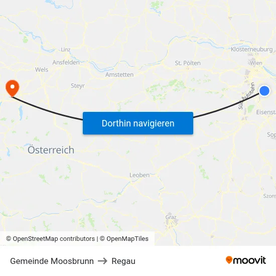 Gemeinde Moosbrunn to Regau map