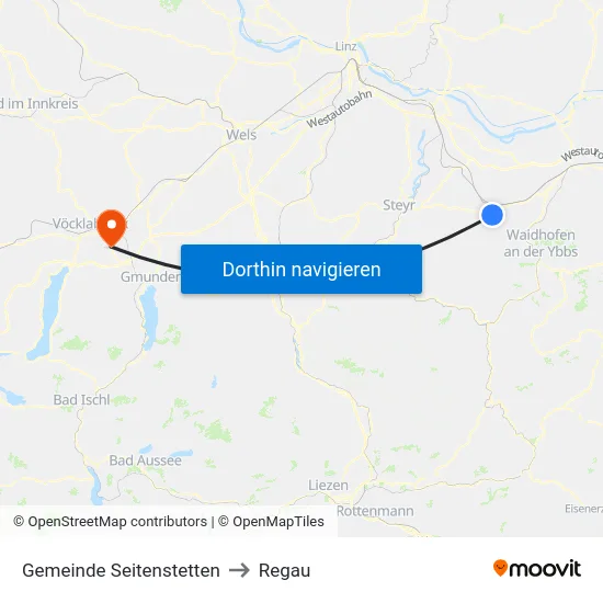 Gemeinde Seitenstetten to Regau map