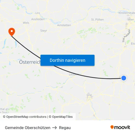 Gemeinde Oberschützen to Regau map