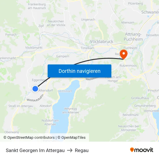 Sankt Georgen Im Attergau to Regau map