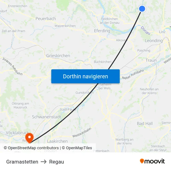 Gramastetten to Regau map