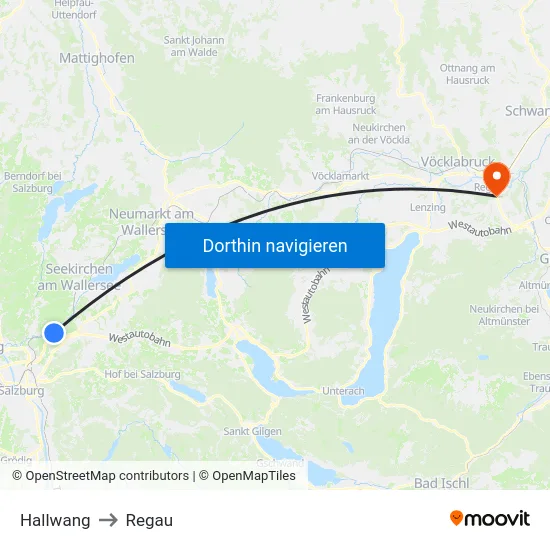 Hallwang to Regau map