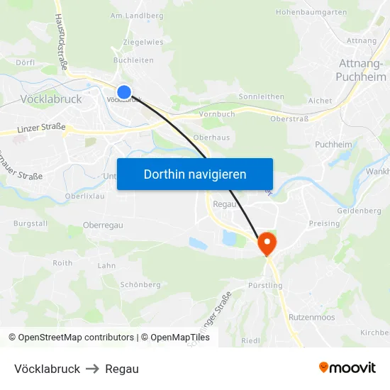 Vöcklabruck to Regau map